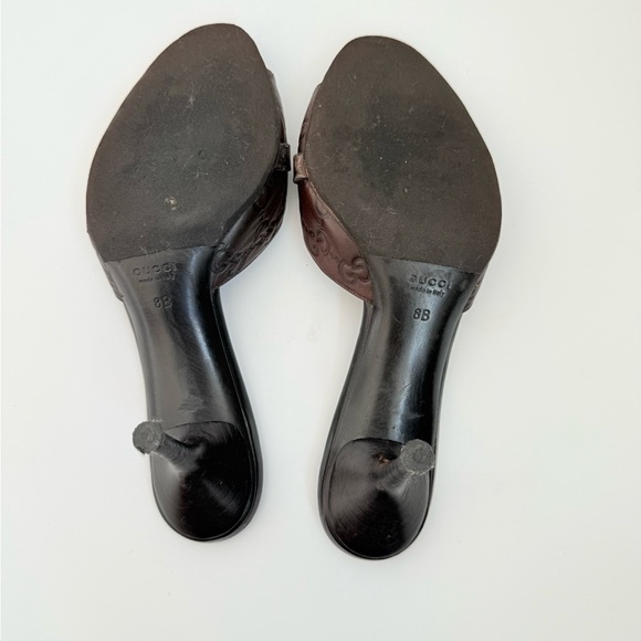 Gucci Vintage Brown Leather Guccissima Horsebit Mules Sandals Heels 8 - Picture 6 of 8